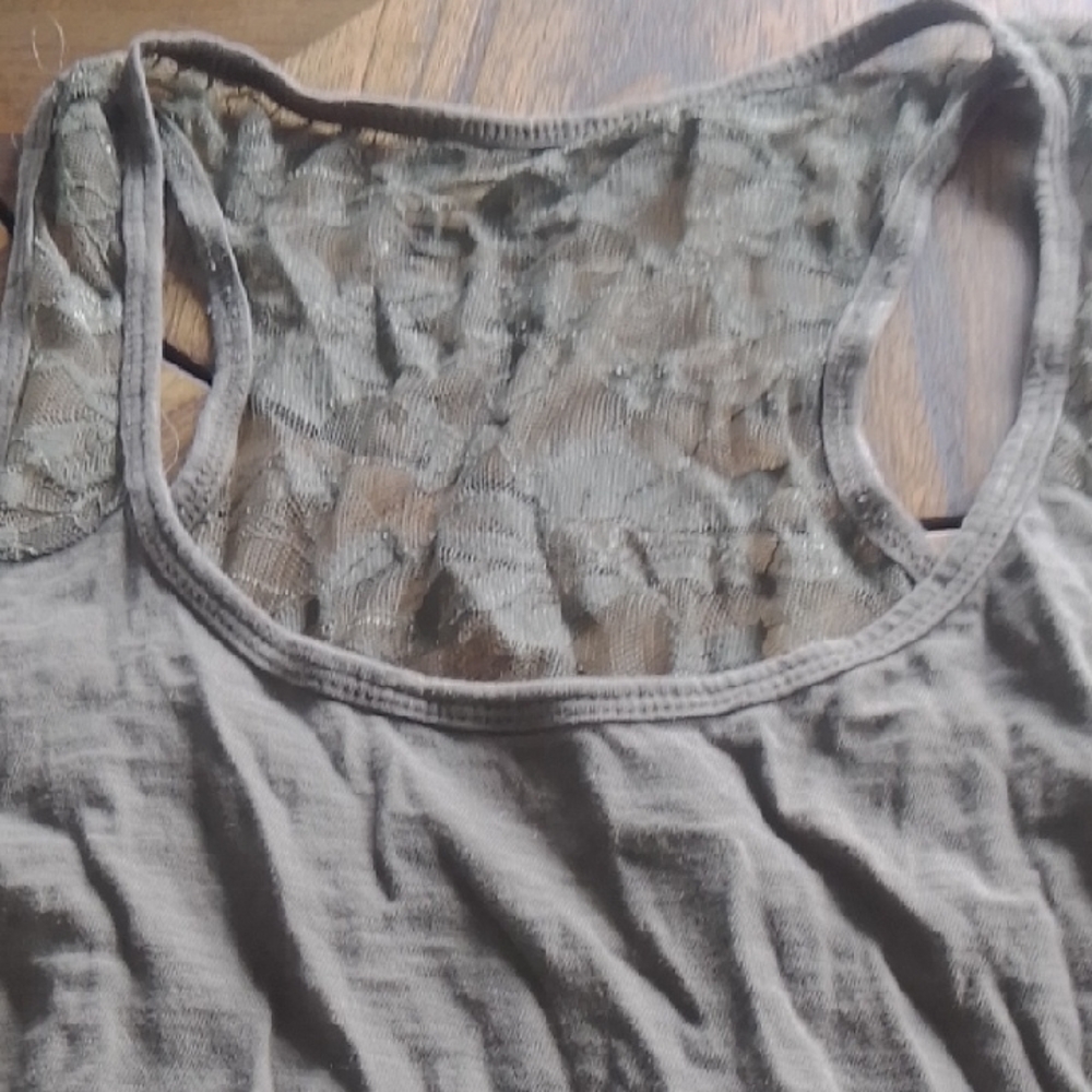 Lace Back Tank Top - Gray